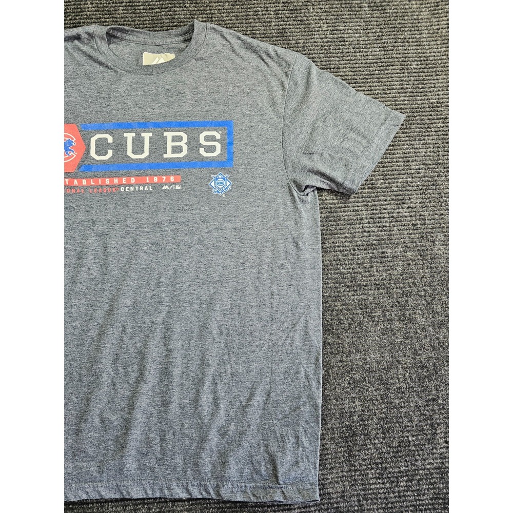 Majestic T Shirt Mens L Heathered Gray Chicago Cubs Baseball MLB Graphic Print - Picture 4 of 13